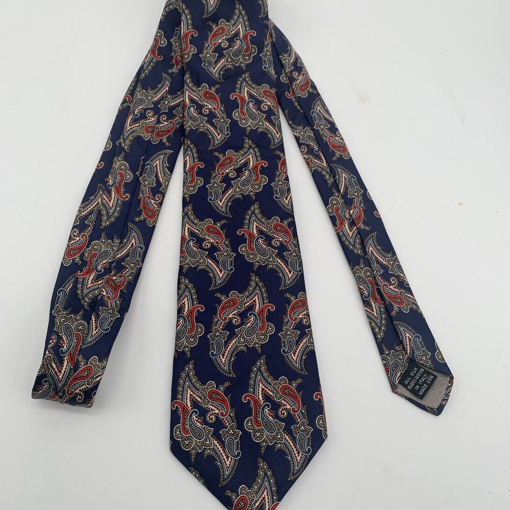 Vintage Christian Dior Monsieur Tie/Necktie Paisley 100% Silk Blue, Italy
